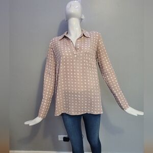 Pleione Tracy Dotted Long Sleeve Blouse, VGUC, Size S